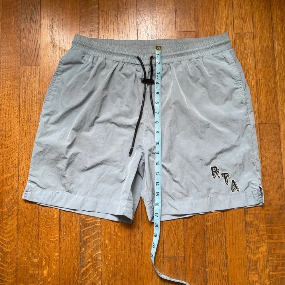 RtA Drawstring Clyde Nylon Shorts in Light Blue with Drawstring Sz L